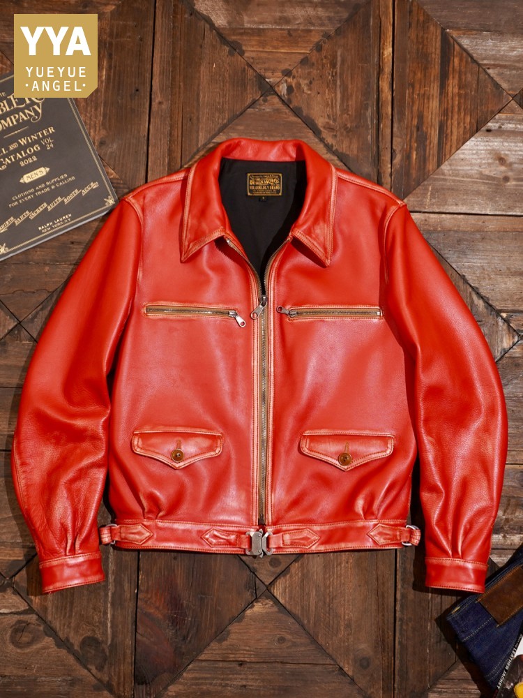 Riding Jacket Leather - Chaqueta de cuero genuino de vaca