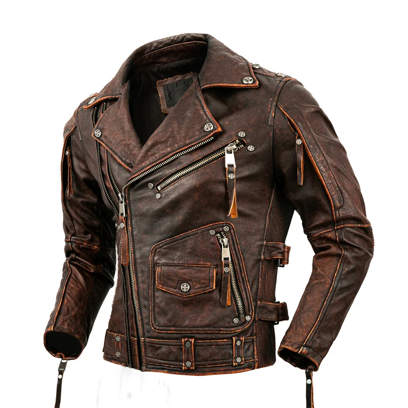 Riding Jacket Leather - Chaqueta de cuero Natural para motocicleta