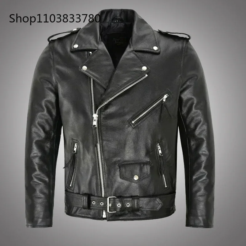 Riding Jacket Leather - Chaqueta de cuero PU para hombre,