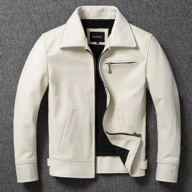 Riding Jacket Leather - Chaqueta de cuero genuino para hombre,