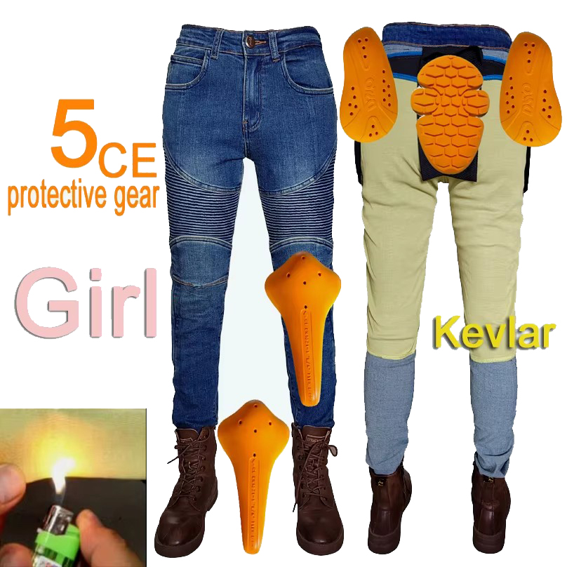 Motorcycle Gear Blue - Pantalones de moto para mujer, con