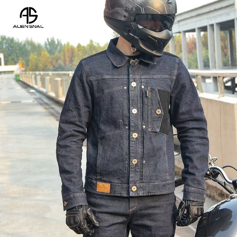 Motorcycle Gear Blue - Chaqueta de Motociclista Retro, Jeans Azules